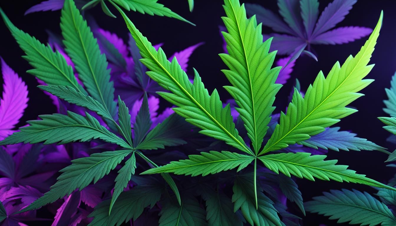 Marijuana Leaves with Blacklight Effect in Detailed Matte Pa...