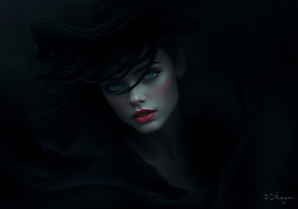 Ethereal Black Ghost Emerges from Swirling Mist