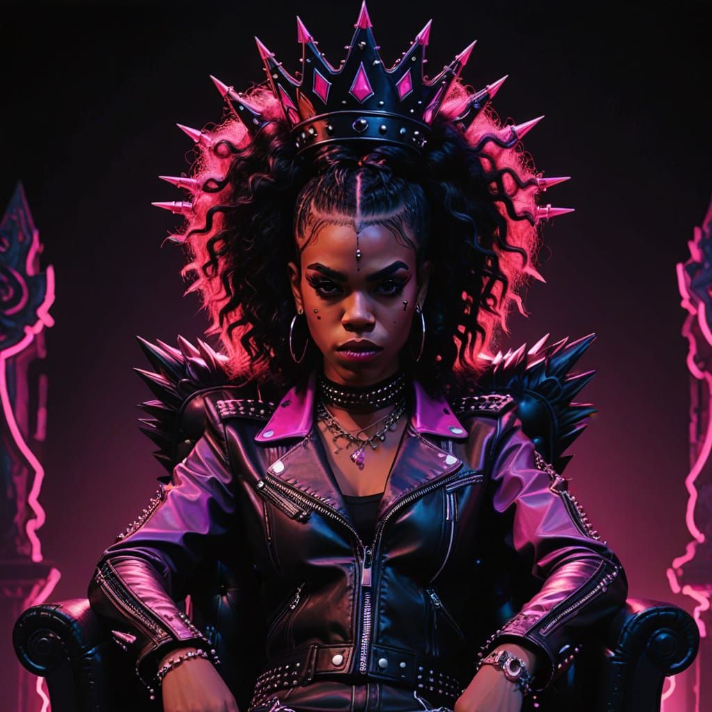 Rico Nasty Punk Rock Portrait in Neon Art Style