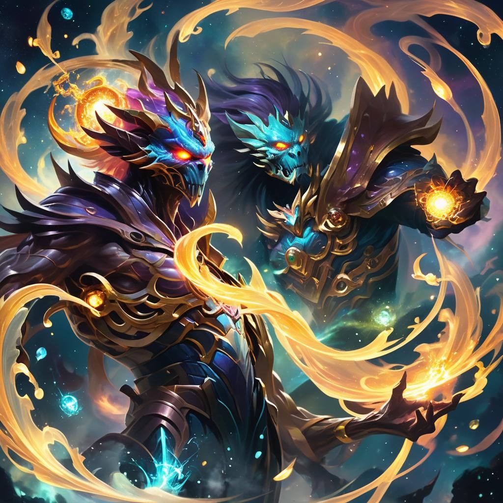 Mystical Cosmic Fusion in Surrealist Style