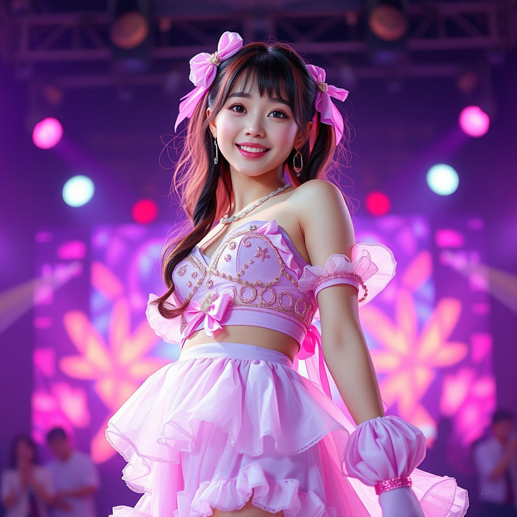 K-Pop Star in Pink Outfit: Digital Portrait