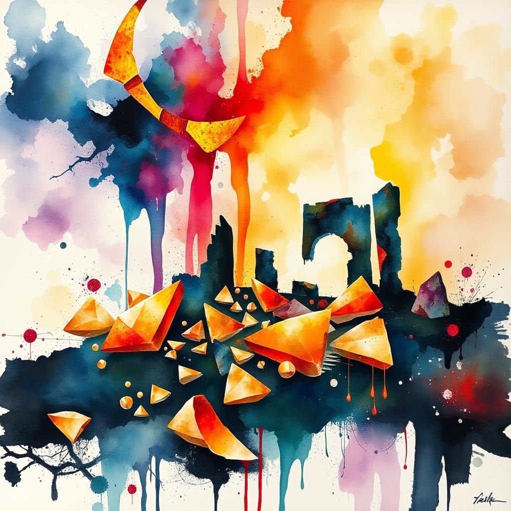 Ethereal Mercury Plant Ruins in a Dreamlike Landscape