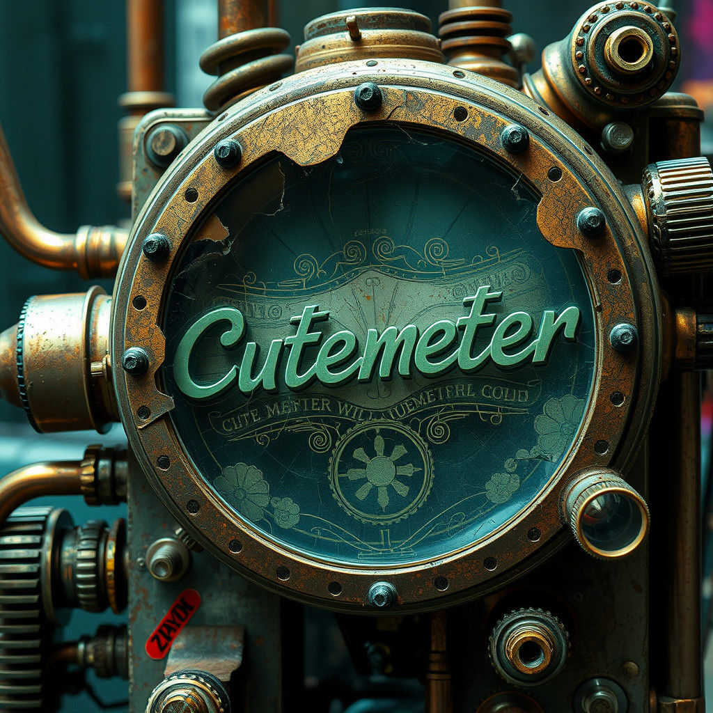 Retro-Futuristic Broken Cuteometer Machine in Steampunk Styl...