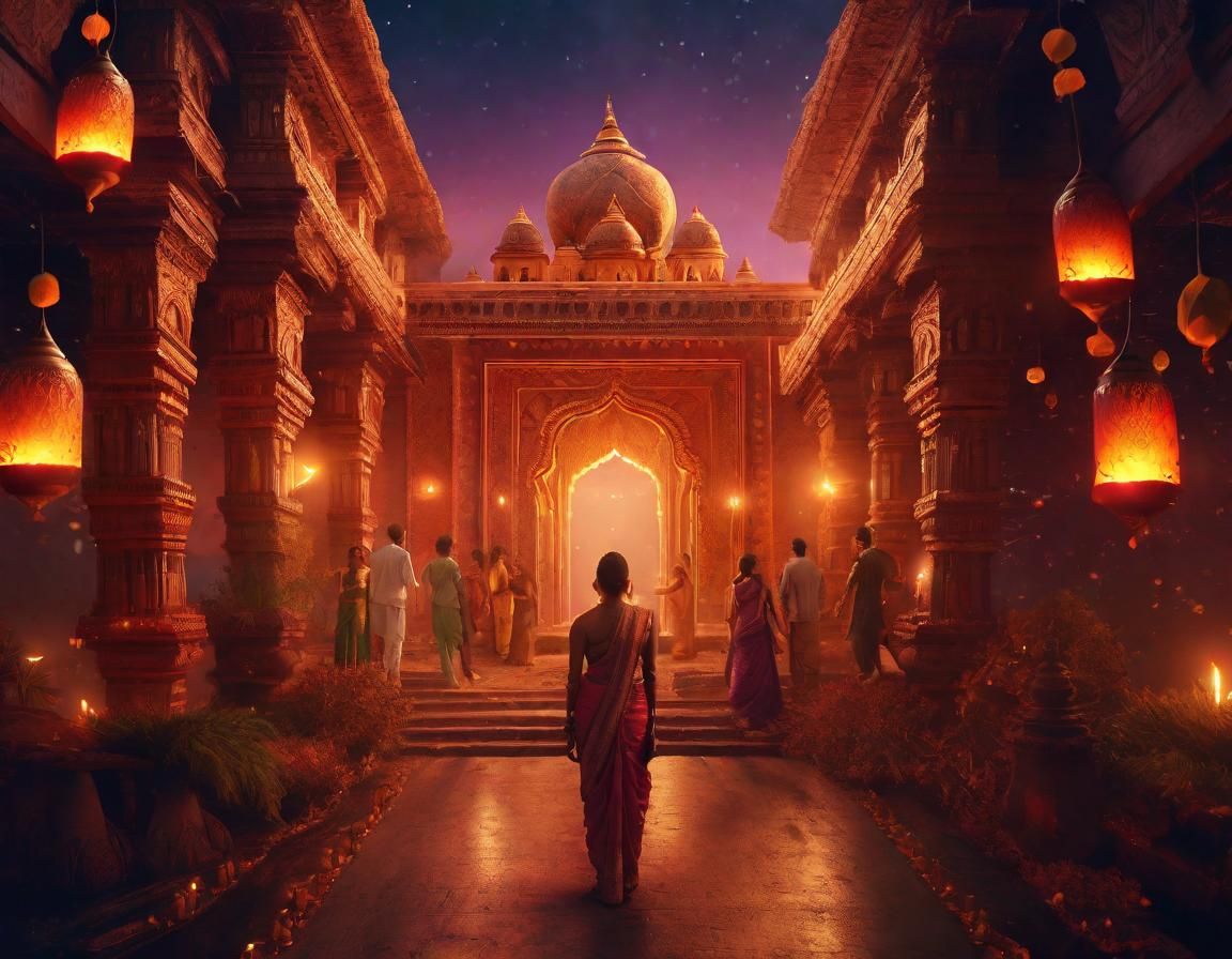 Epic Diwali Celebration in Digital Matte Painting