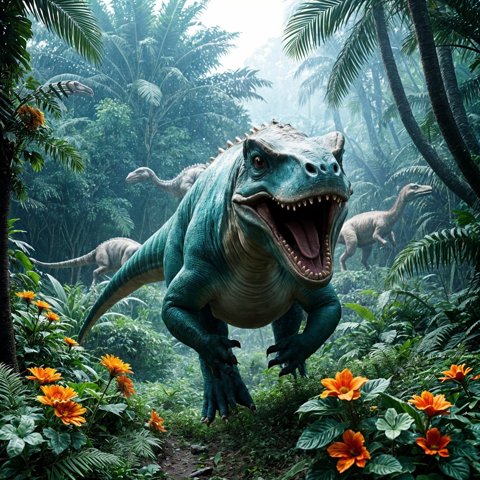 Teal Spinosaurus from the movie "Jurassic Park III."