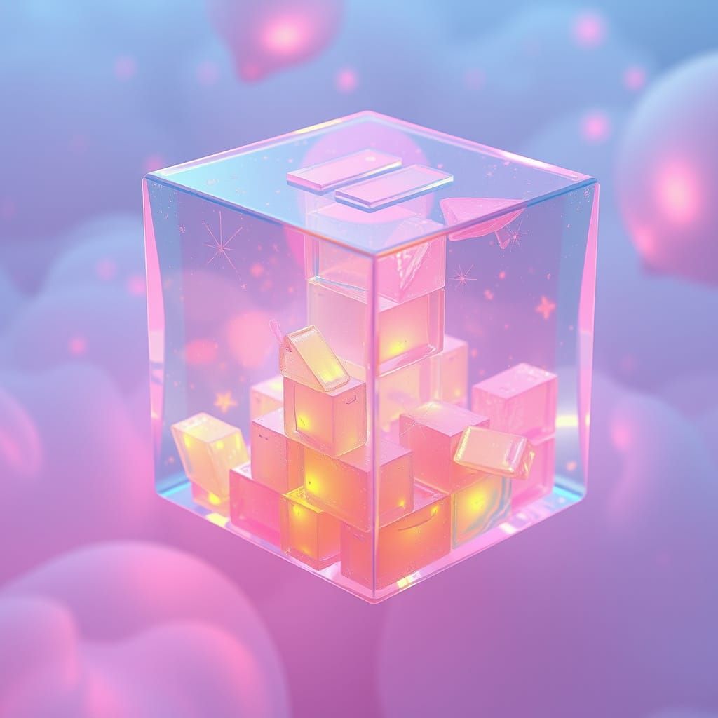 Translucent Jelly Cube Tetris Blocks in Dreamy Style