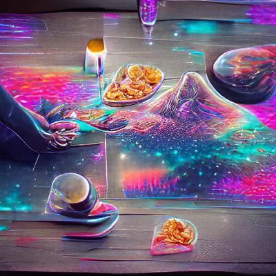 Astral Date Night: Holographic Cosmic Illustration