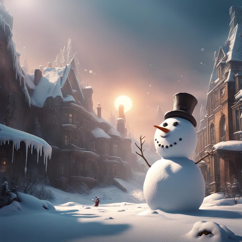 Melting Snowman Fantasy Concept Art