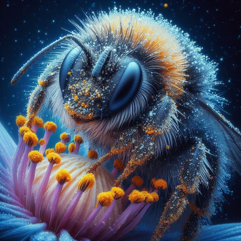 Macro Bumblebee in Flower: Surrealist Photography