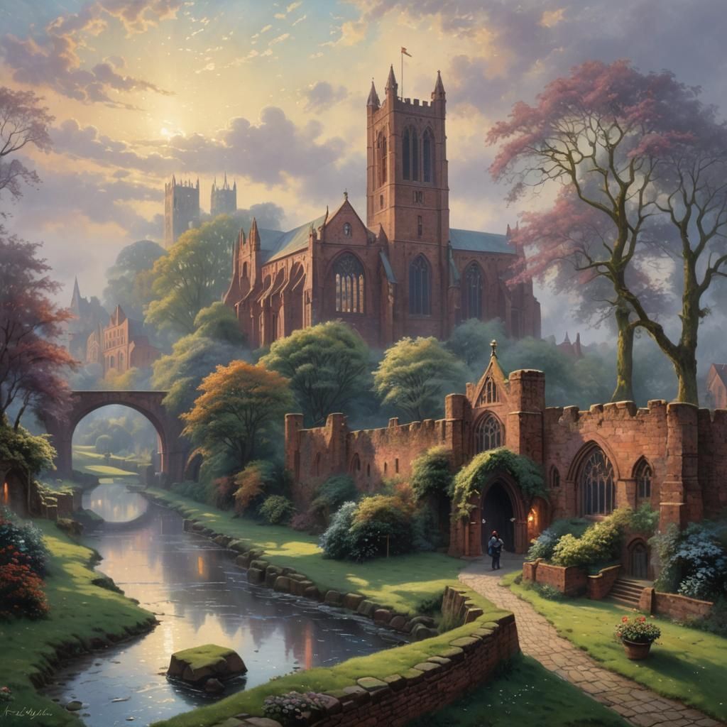 Ethereal Medieval Walls in Fantasy Mist