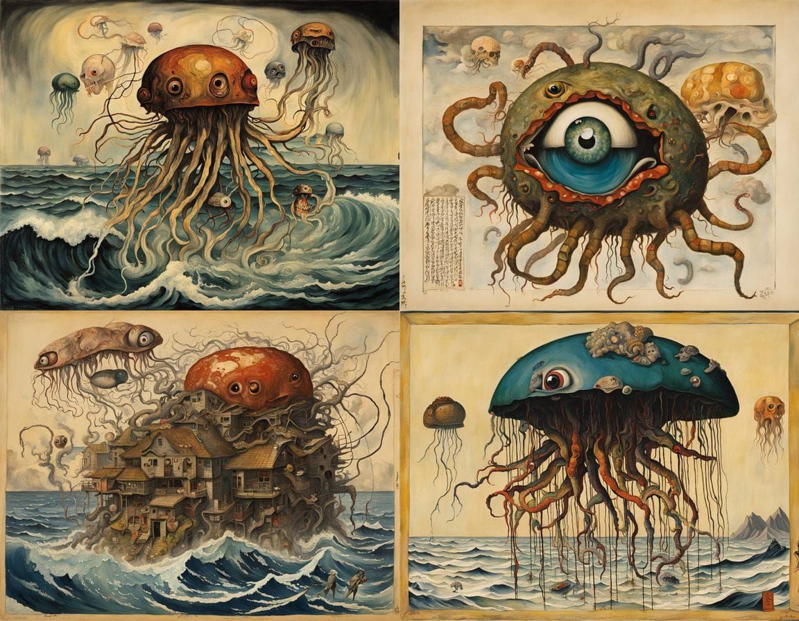 Cyberpunk Surrealism of a Mutated Sea Creature