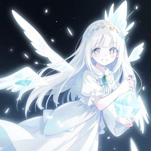 Glowing Angelical Fairy in Elegant White Gown