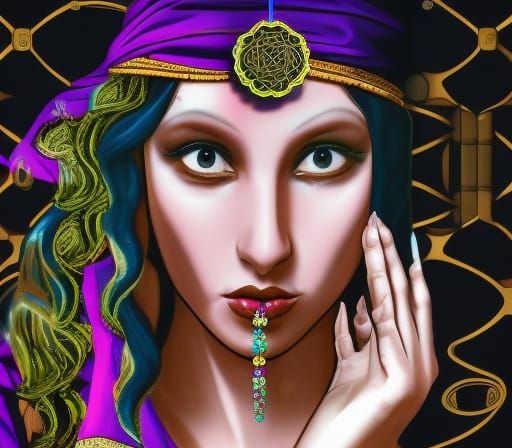 Ethereal Portrait of a Graceful Fortune Teller