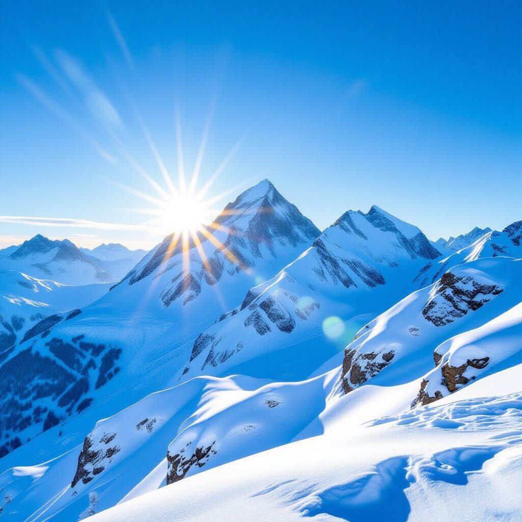 Majestic Snow-Capped Mountains at Sunrise