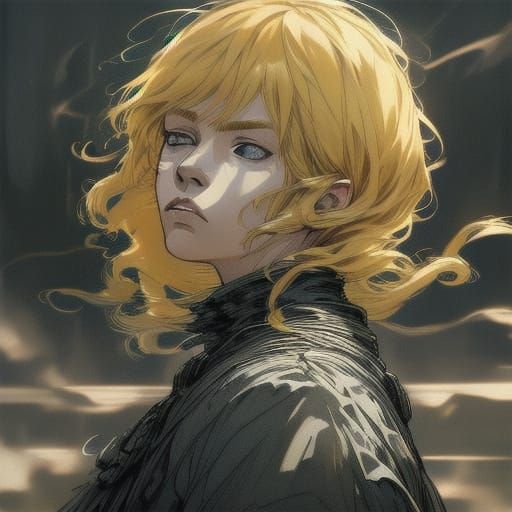 Concept Art: Woman With Uneven Blonde Curls