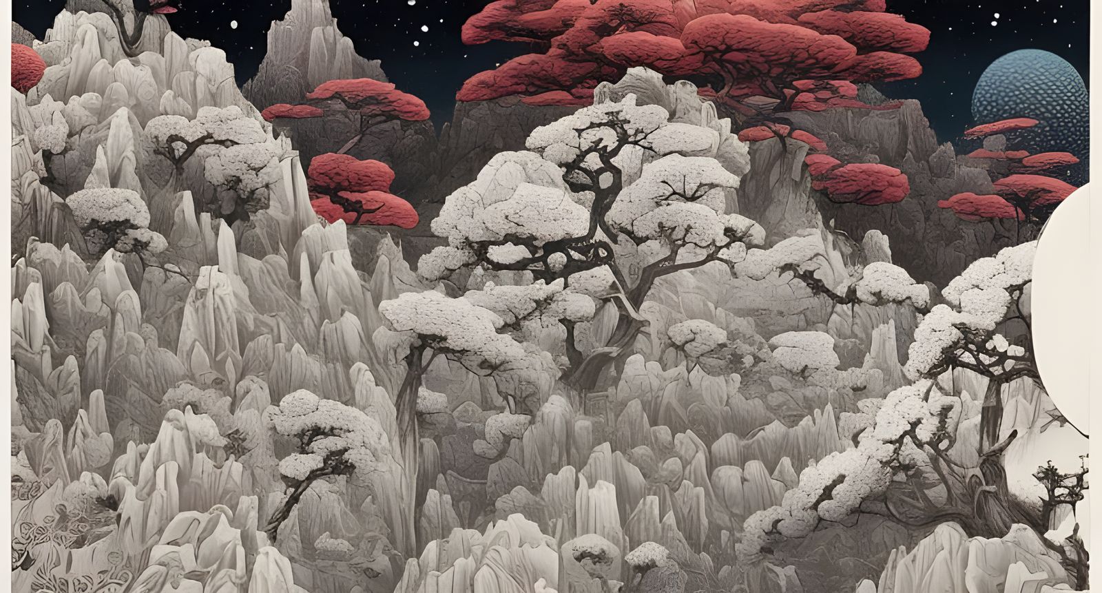 Canyon View Artwork in Japanese Art Style