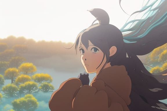 Anime Key Visual in Studio Ghibli Style