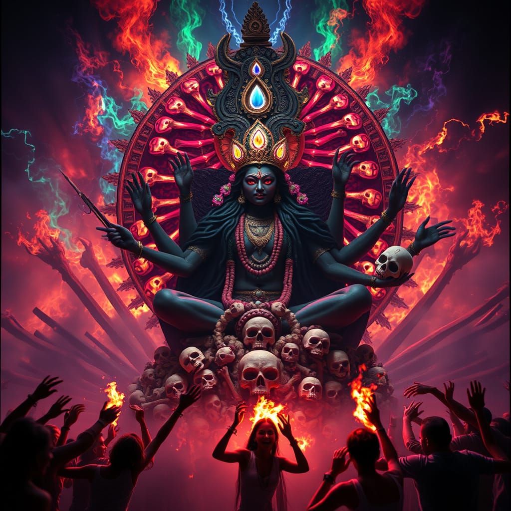 Ethereal Goddess Reigns Supreme on Throne of Bones