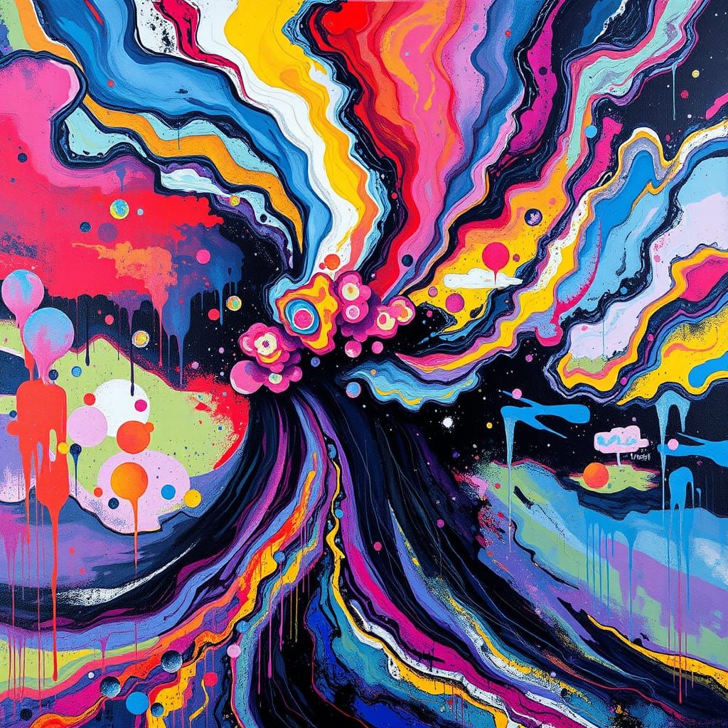 Cosmic Storm in Vibrant Graffiti Style