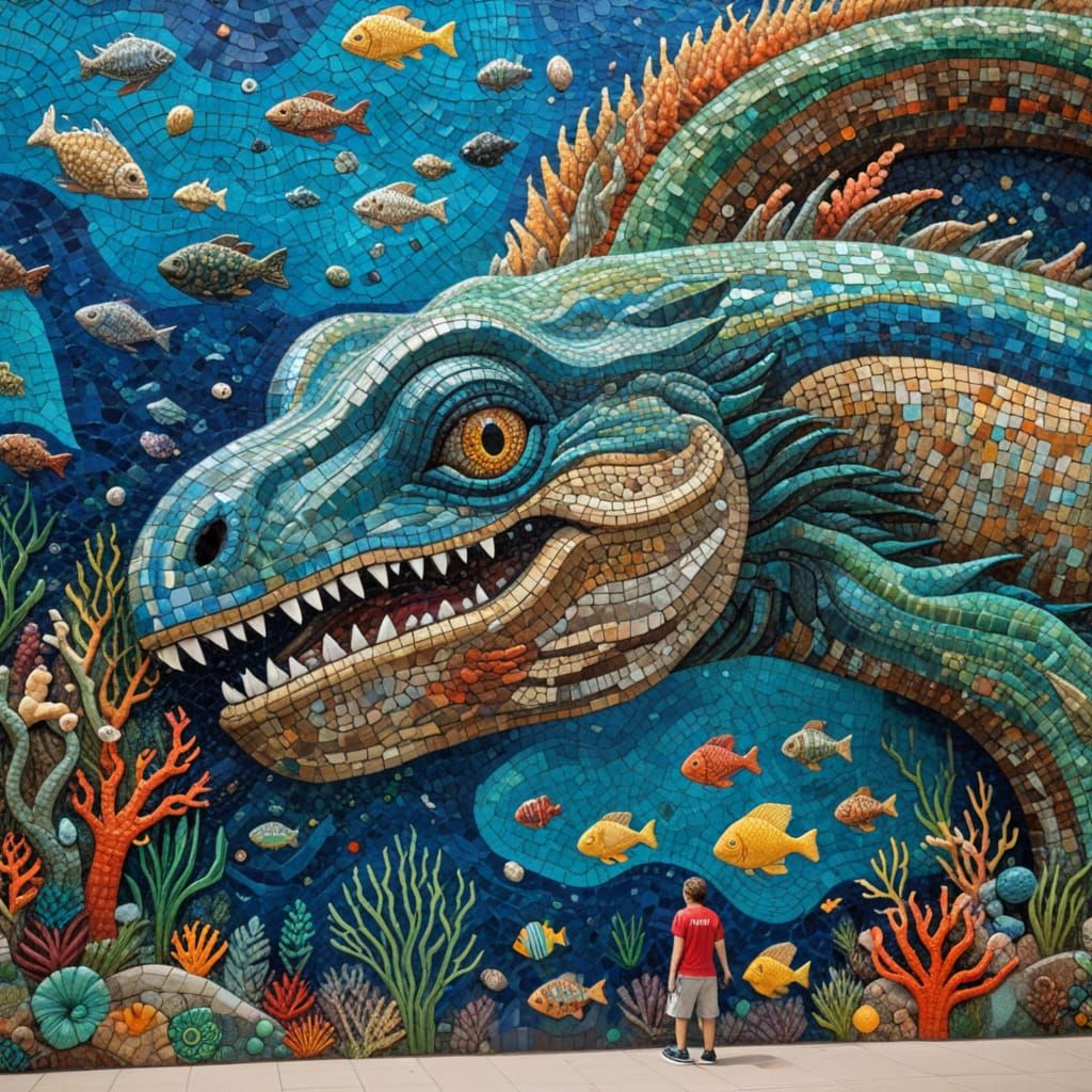 Mosaic Masterpiece of Mythical Sea Creatures