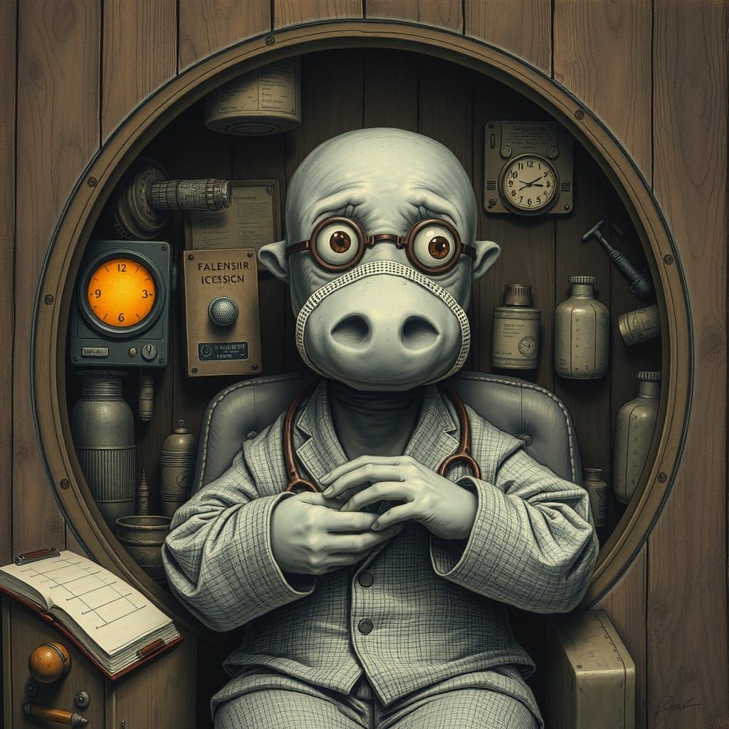 portrait surgeon STUFFED ANIMAL VIVISECTION intricately deta...