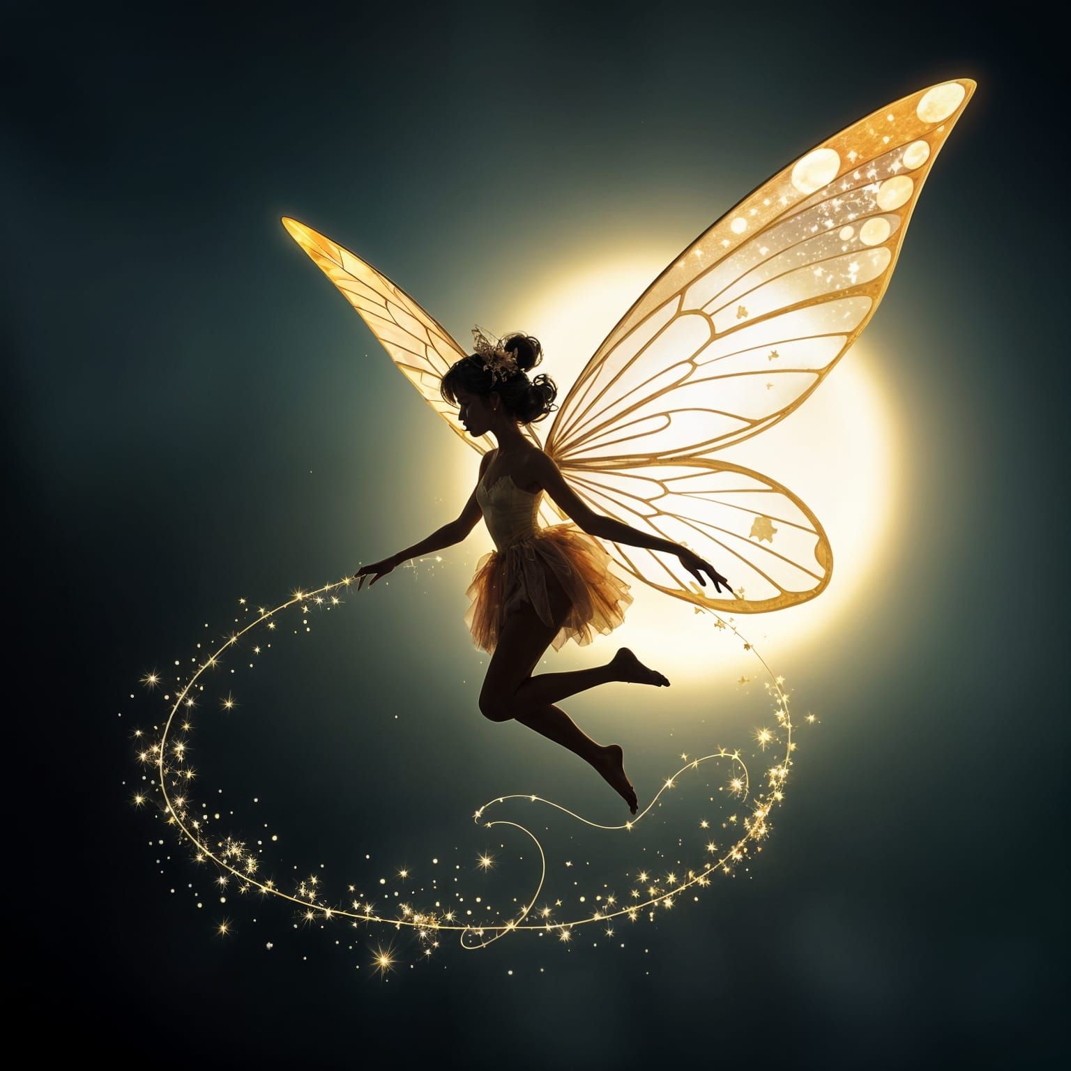 Ethereal Fairy Silhouette Spreading Magic