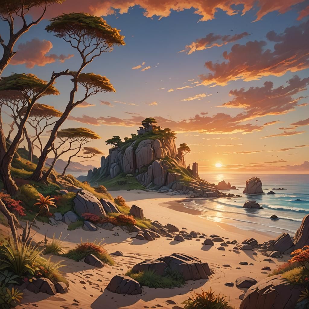 Beach Hill with Elephant Rock in Fantasy Style