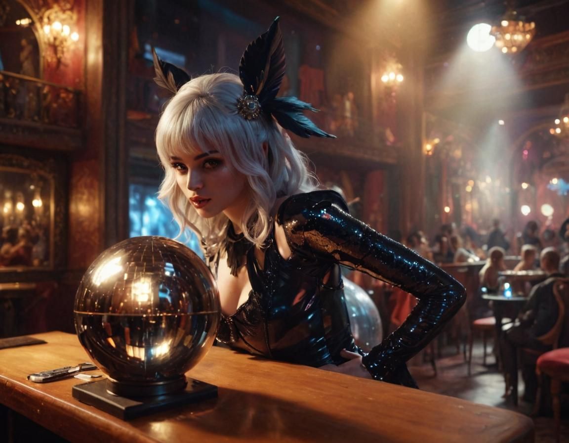 Fantasy Disco Club with Harem, Oil Painting Style