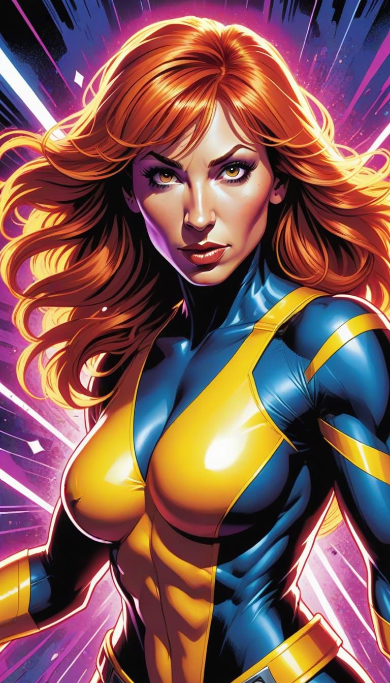 Kari Byron as X-Men Hero in 90s Comic Style