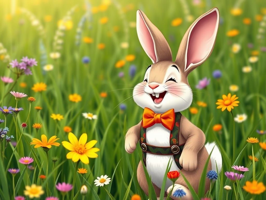 Joyful Bunny in a Whimsical Meadow