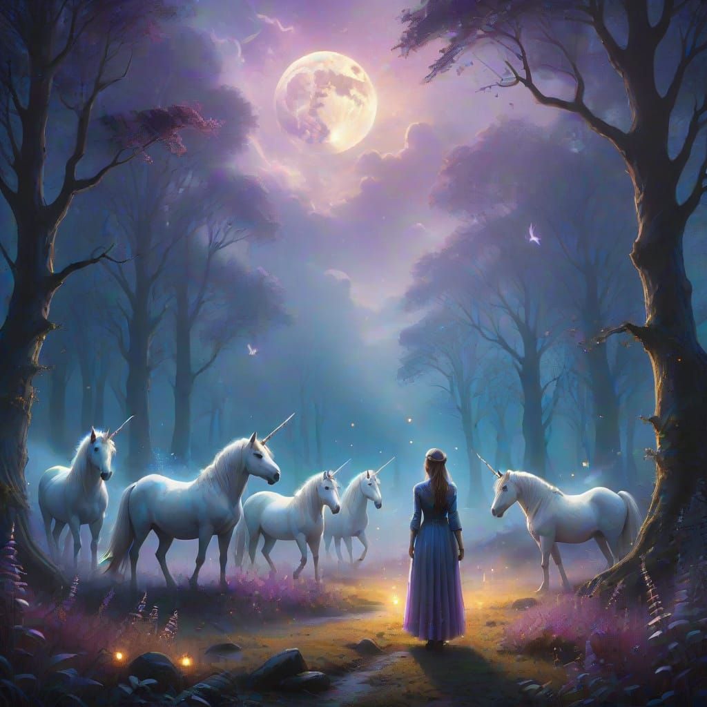 Ethereal Unicorns Under Two Pink Moons