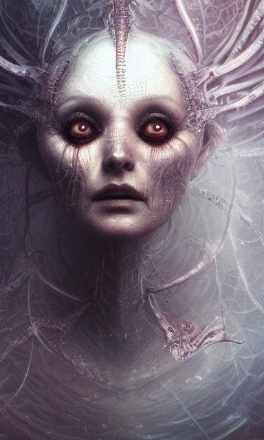 Hyperrealistic AI Goddess Portrait in Horror Art Style