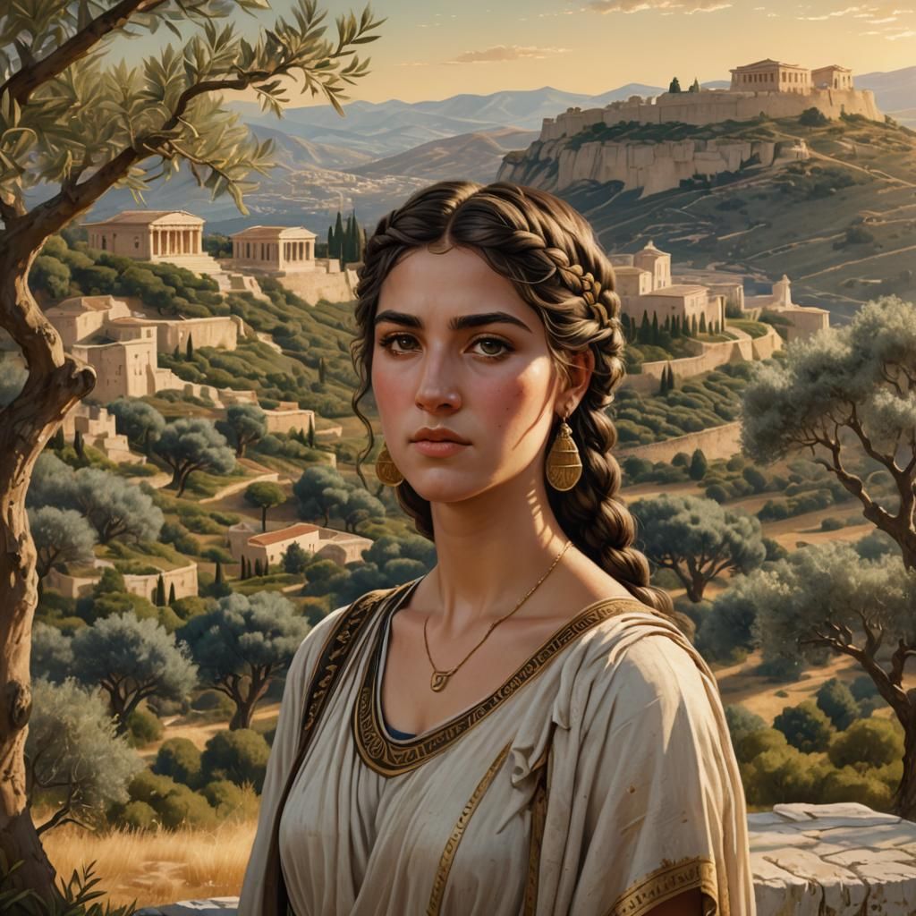 Ancient Greek Portrait of Doris in Earthy Tones