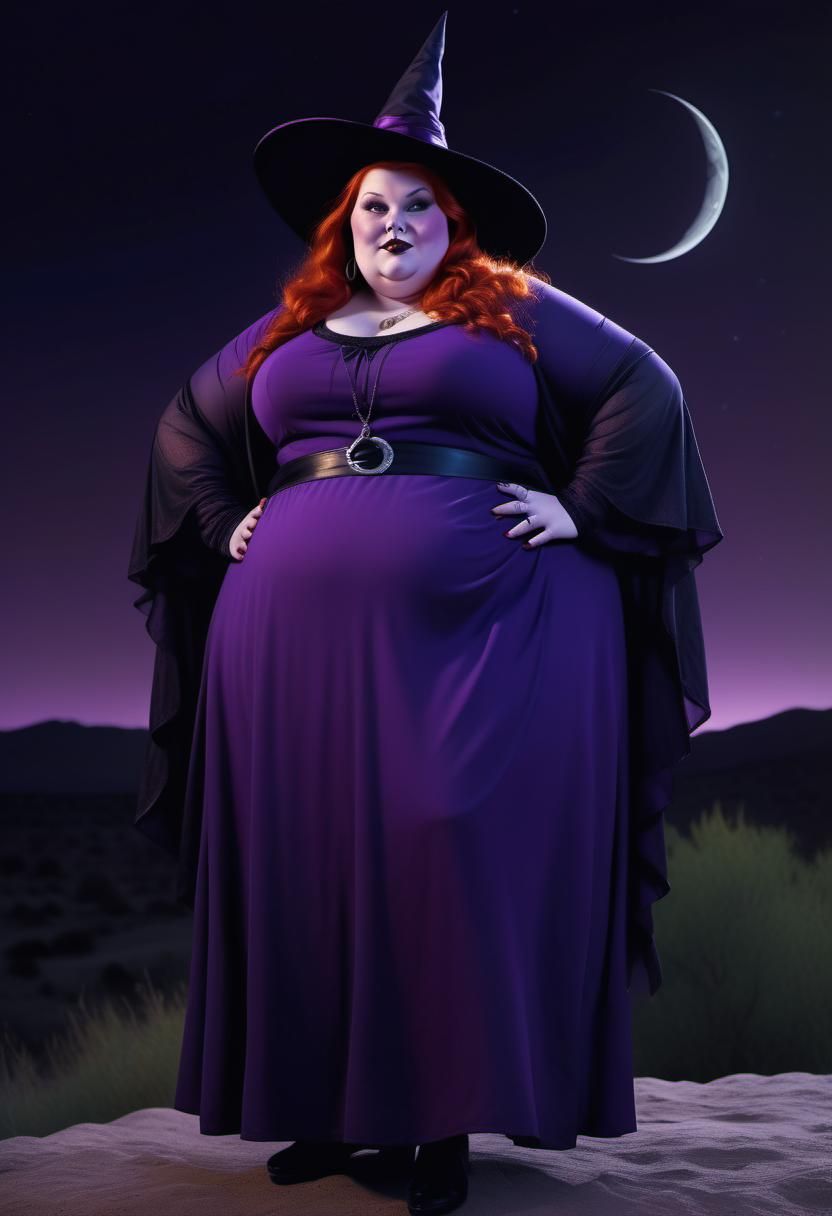 Friendly Red-Haired Witch in Chiaroscuro Lighting