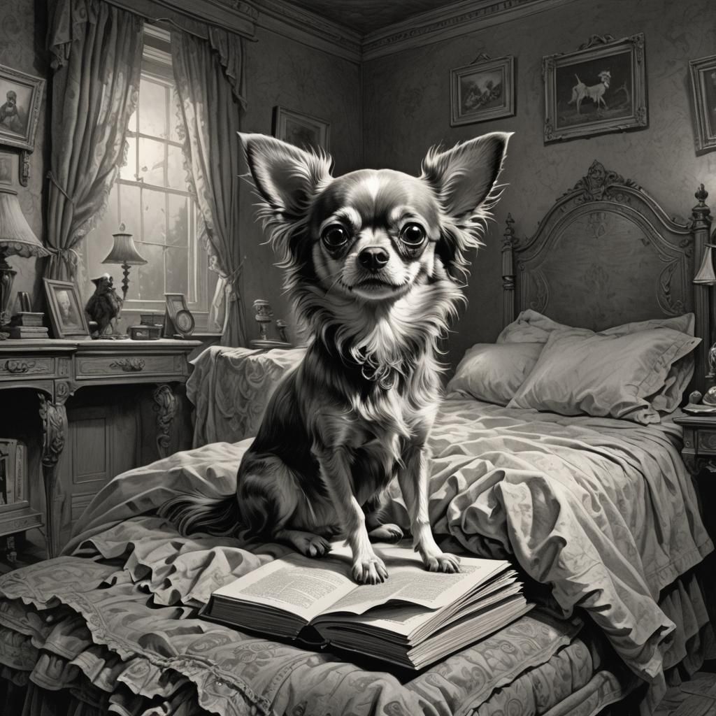 Chihuahua in Horror Storybook Style