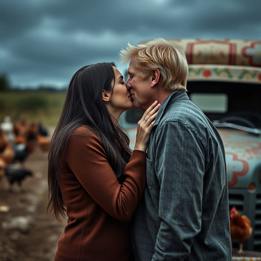 Romantic Countryside Couple in Hyperrealistic Detail