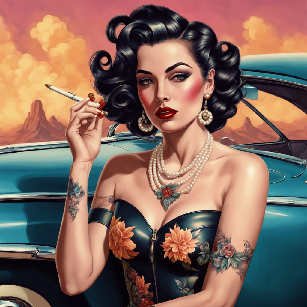 Retro Inspired Con Woman in Vintage Glamour