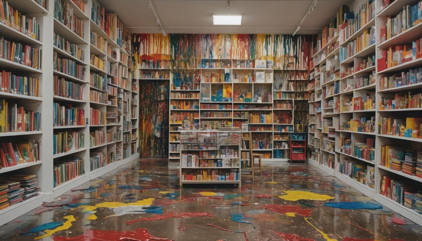 Vibrant Art Studio Scene with Melted Wax and Colorful Suppli...