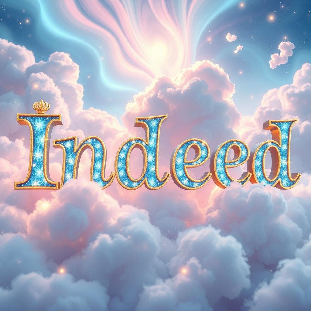 Radiant 3D "Indeed" Font with Dreamlike Background