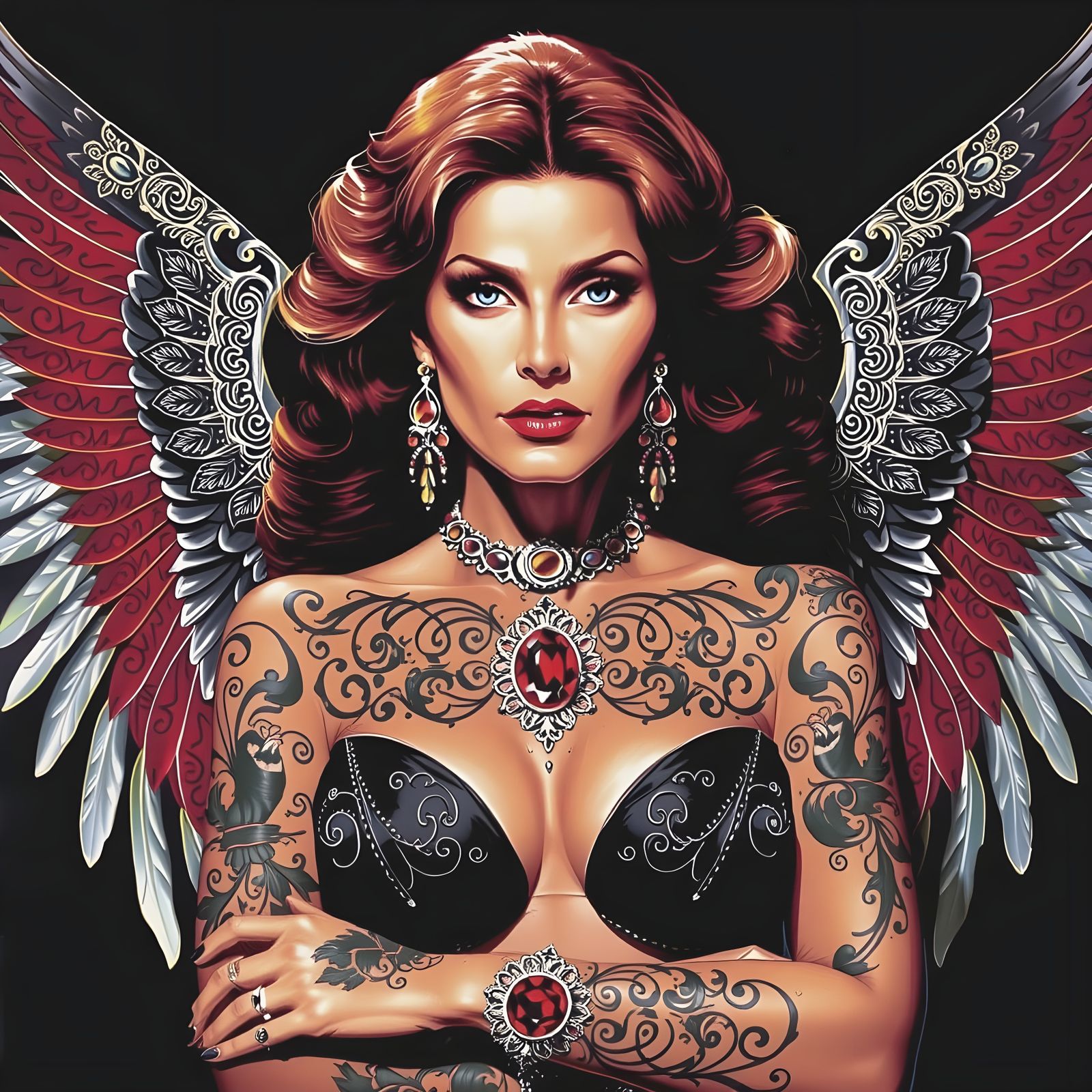 Raquel Welch as Tattooed Angel with Gemstone Wings