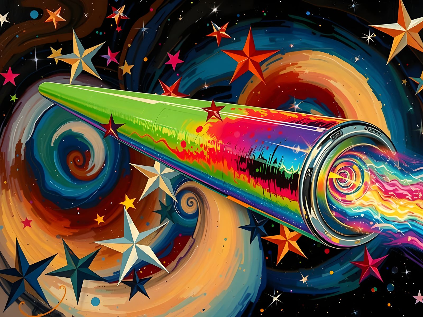 Sleek Rainbow Cylinder with Vortex Exhaust