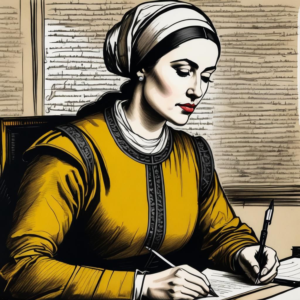 Medieval City Clerk Sketch in Charcoal and Ink