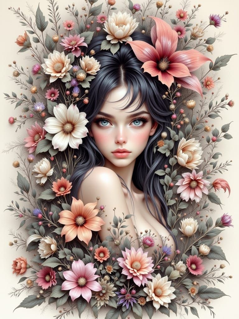 Art Nouveau Glass Lady in Jean-Baptiste Monge Style