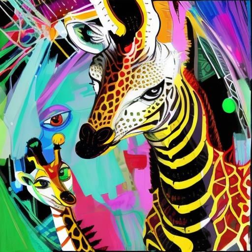 Geometric Giraffe in Mosaic Style