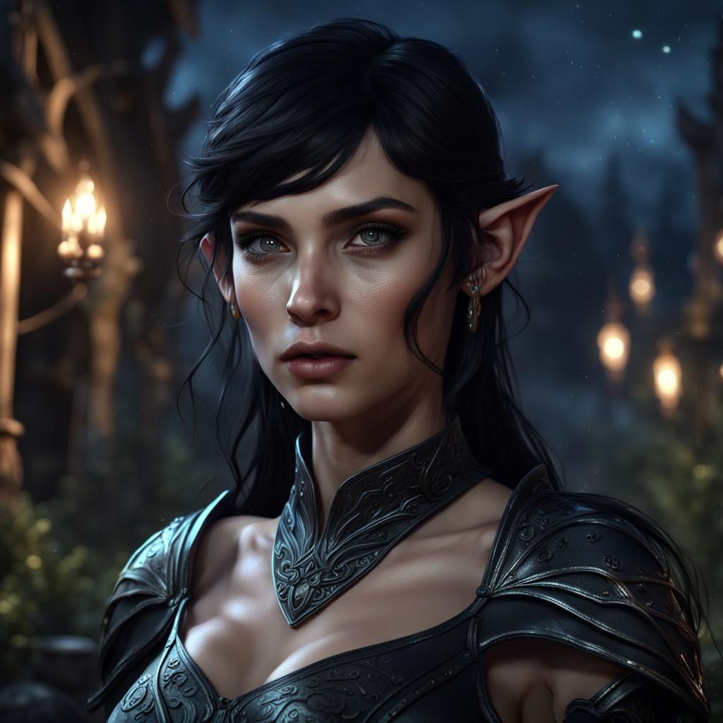 Fantasy Elf in the Night, Detailed Matte Painting