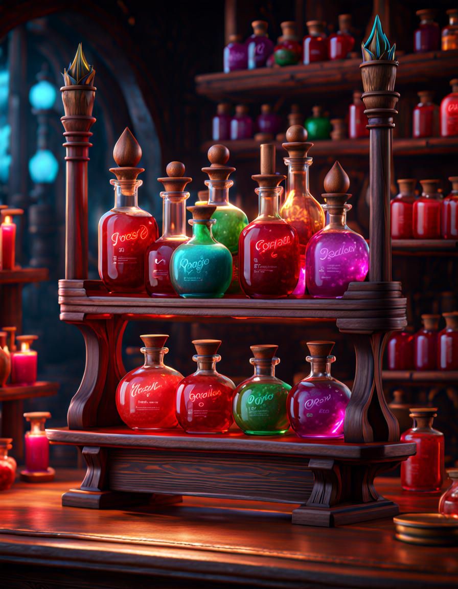 Magic Potions Rack in Fantasy Concept Art