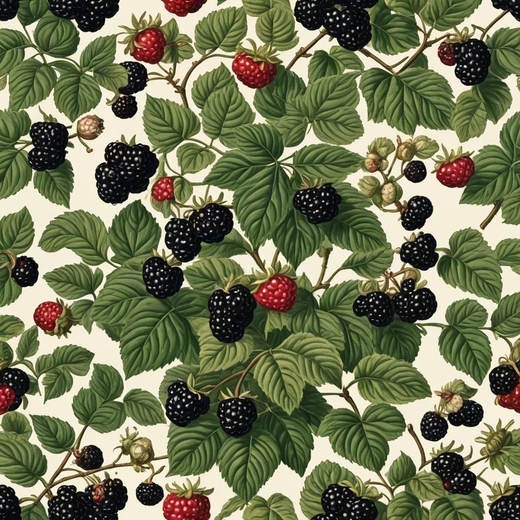 Blackberries as Botanical Illustration
