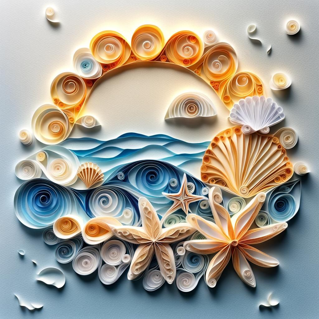 Quilled Seashells in Golden Light