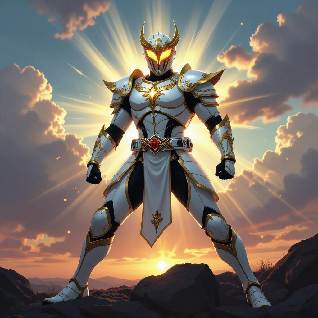 White Armor Hero in Epic Fantasy Concept Art Style