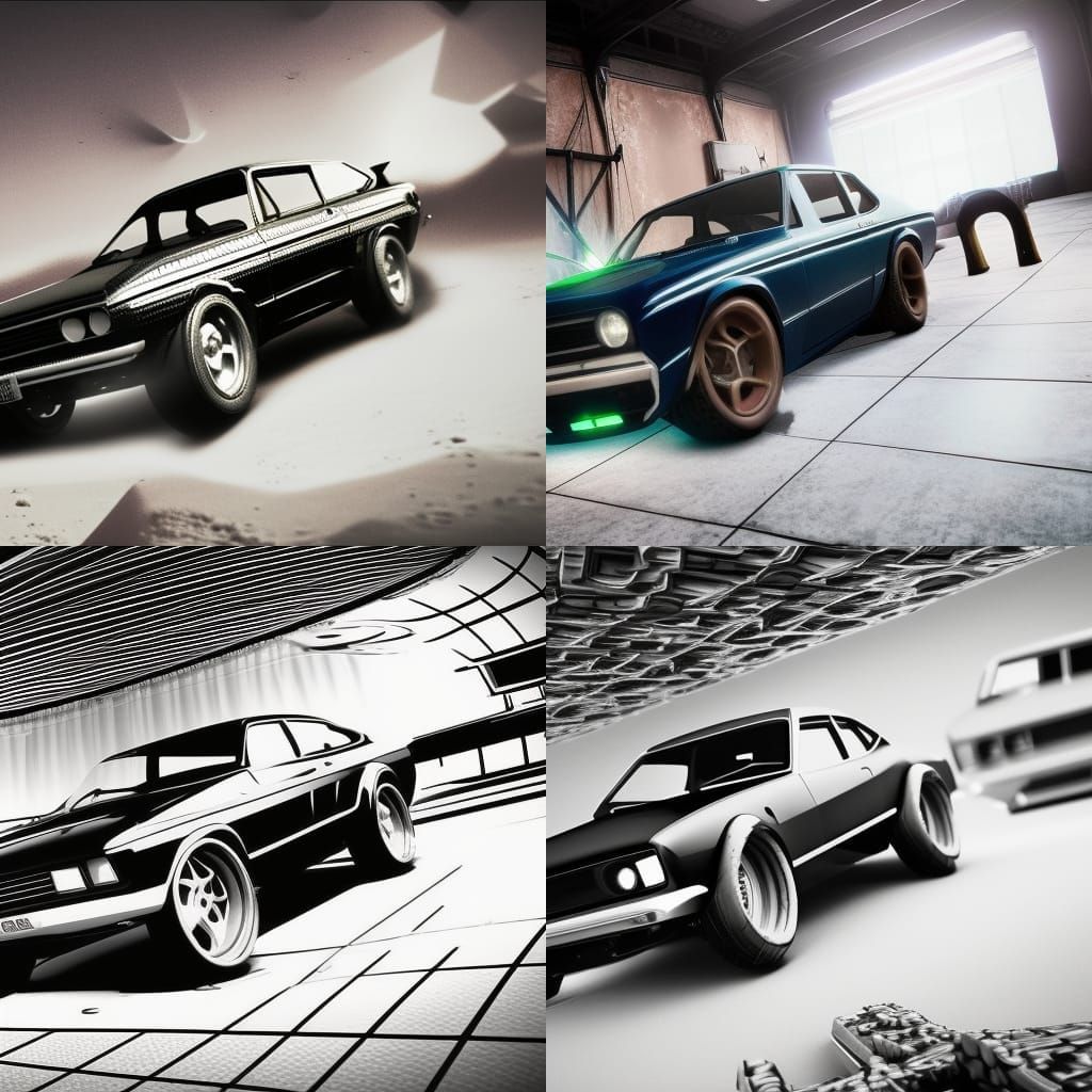 Hyperrealistic 3D Ford Capri: Abstract Digital Art